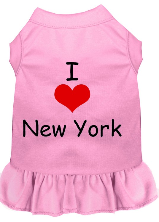 I Heart New York Screen Print Dress Light Pink XS